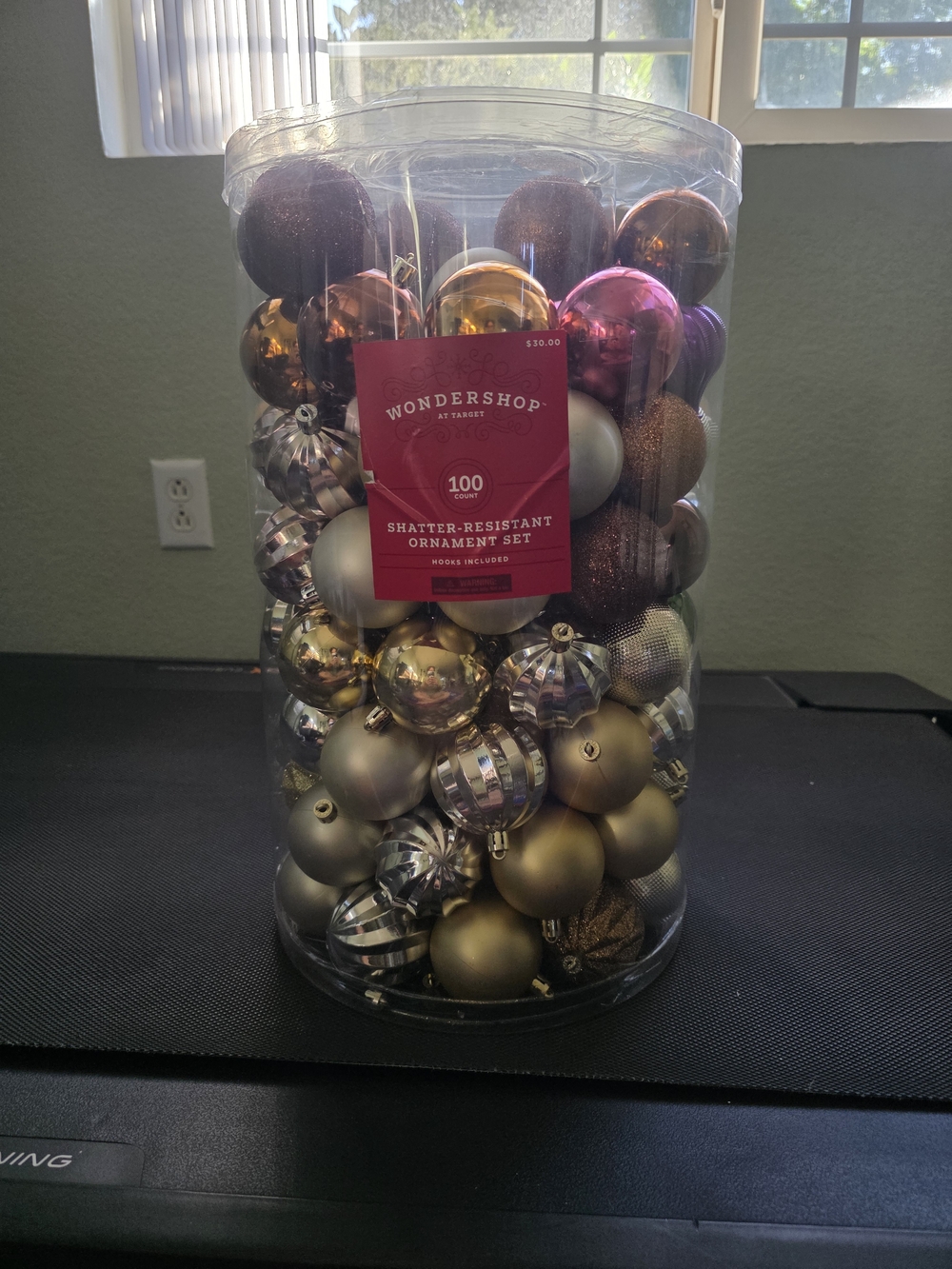 Target Wondershop Sliver, Brown and Gold, Shatter-Resistant Ornament Set